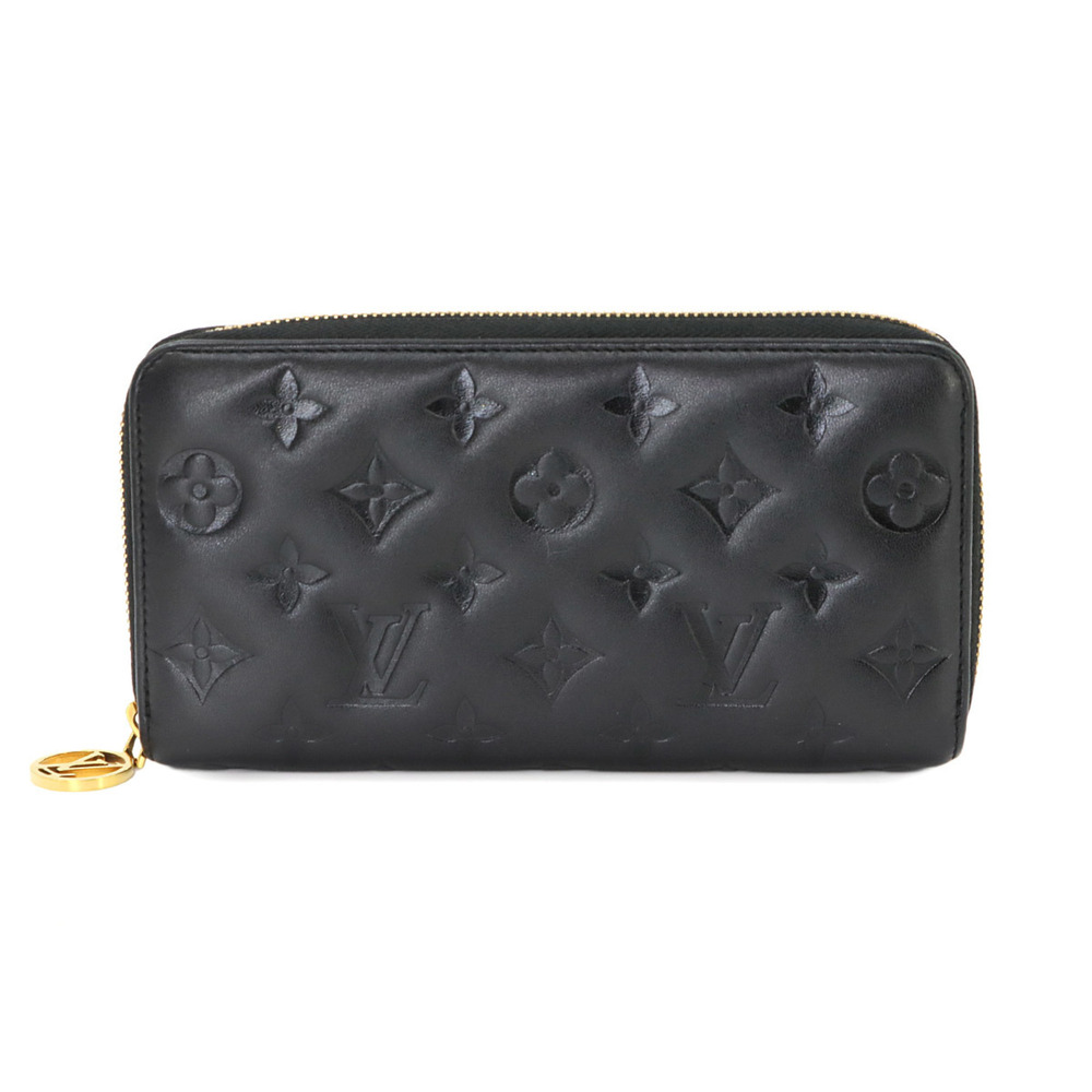 Louis Vuitton Monogram Coussin Zippy Wallet Round Long Lambskin Leather Noir ...